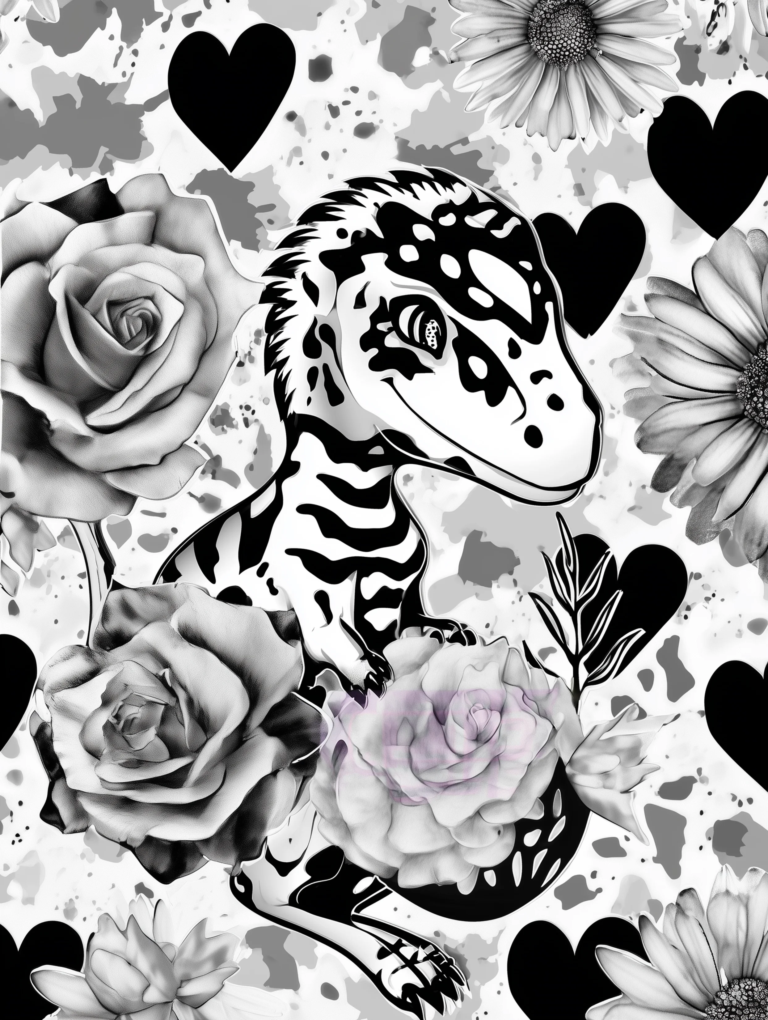 Free printable dinosaur coloring page for adults featuring a pretty dinosaur with stripes